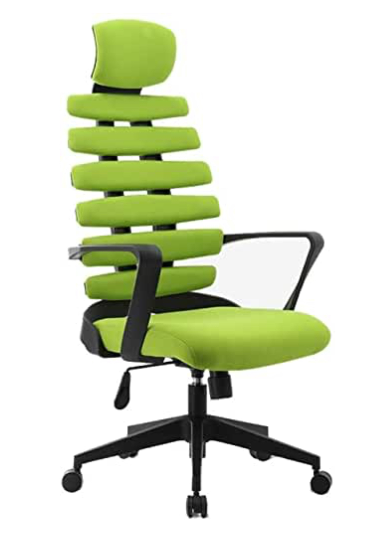 Ergonomic Curve  Executive Green Fabric High Back Chair With Arms