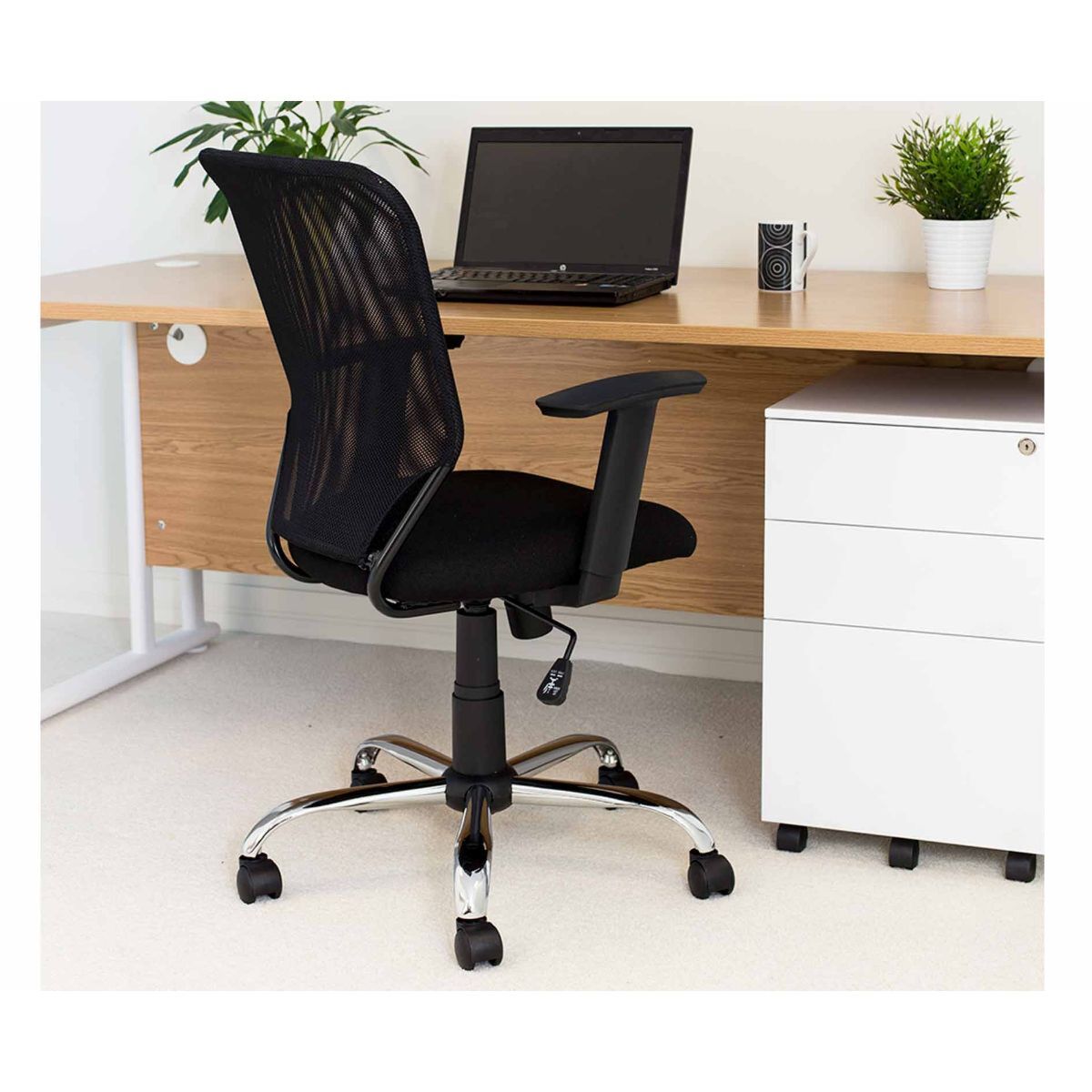 Ergonomic Start Mesh Chair with black mesh back and height adjustable  arms and gas lift