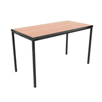 Ex Stock Classroom table 1200 mm w x 600 mm d x 590 mm h Beech laminate top Grey edge Black legs