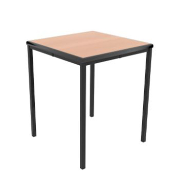 Ex Stock Classroom table 600 mm w x 600 mm d x 760 mm h Beech laminate top Grey edge Black legs