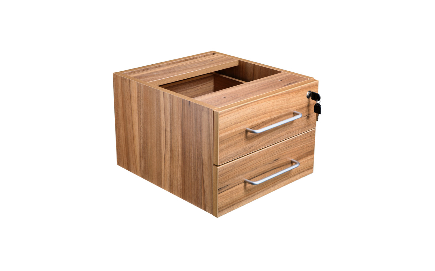 Executive 2,Drawer fixed Pedestal Crown Cut Oak  or Walnut 2 box drawers 
