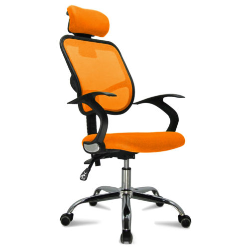 Executive mesh chair with headrest orange