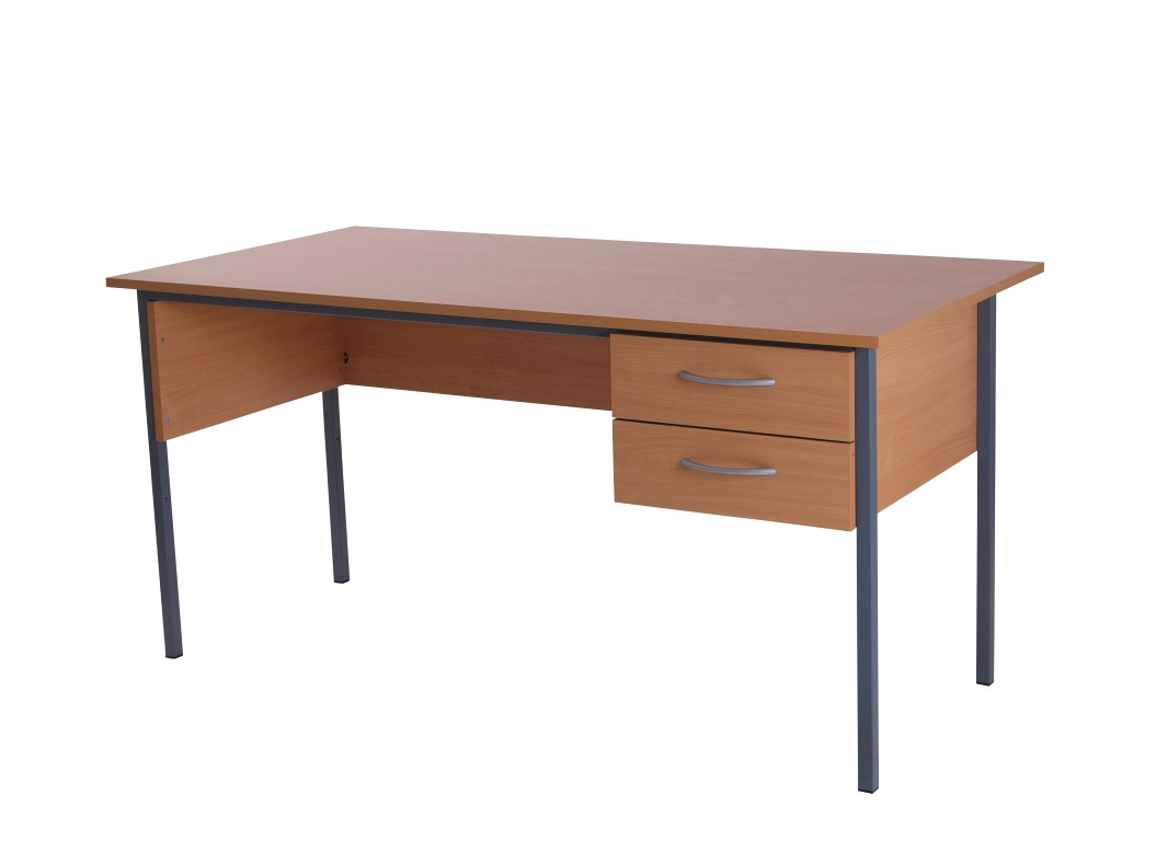 Basix 1200 Admiralty desk with 2 standard drawers Warm Beech
