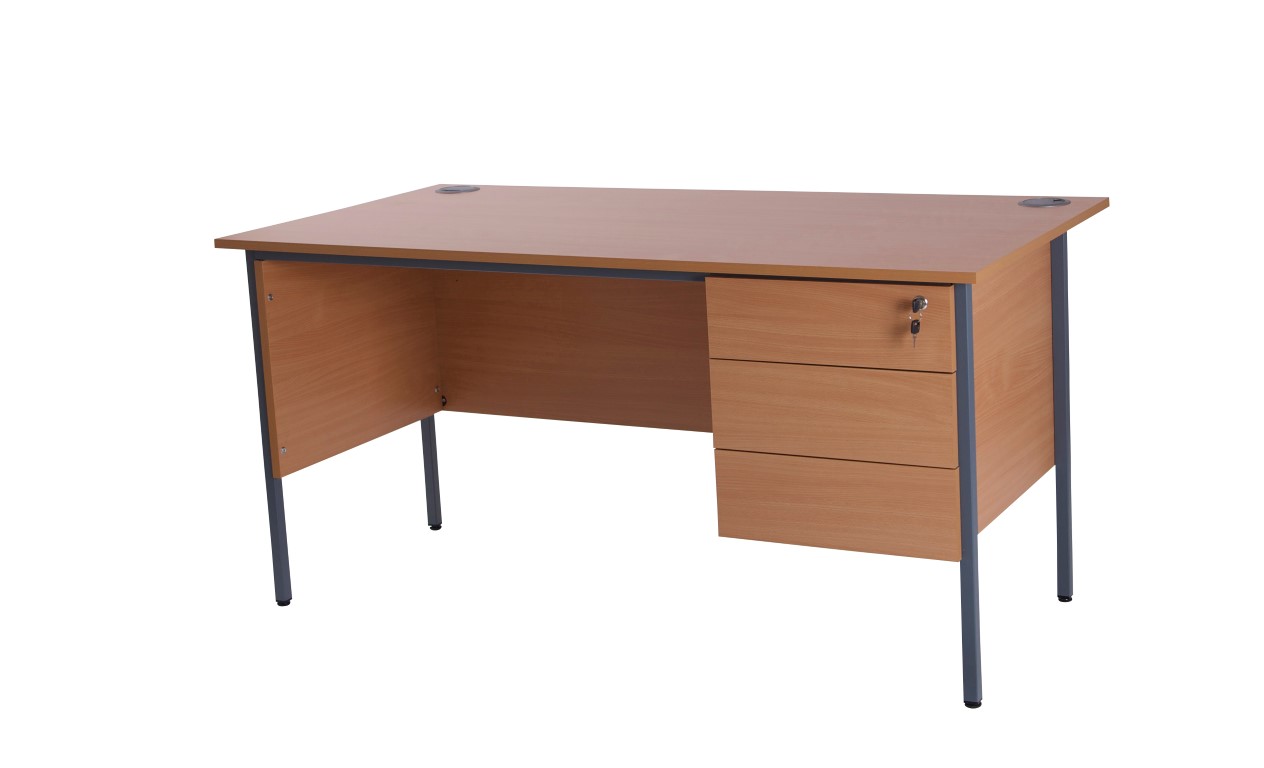 Retro 1200 Single three drawer pedestal desk Warm Beech