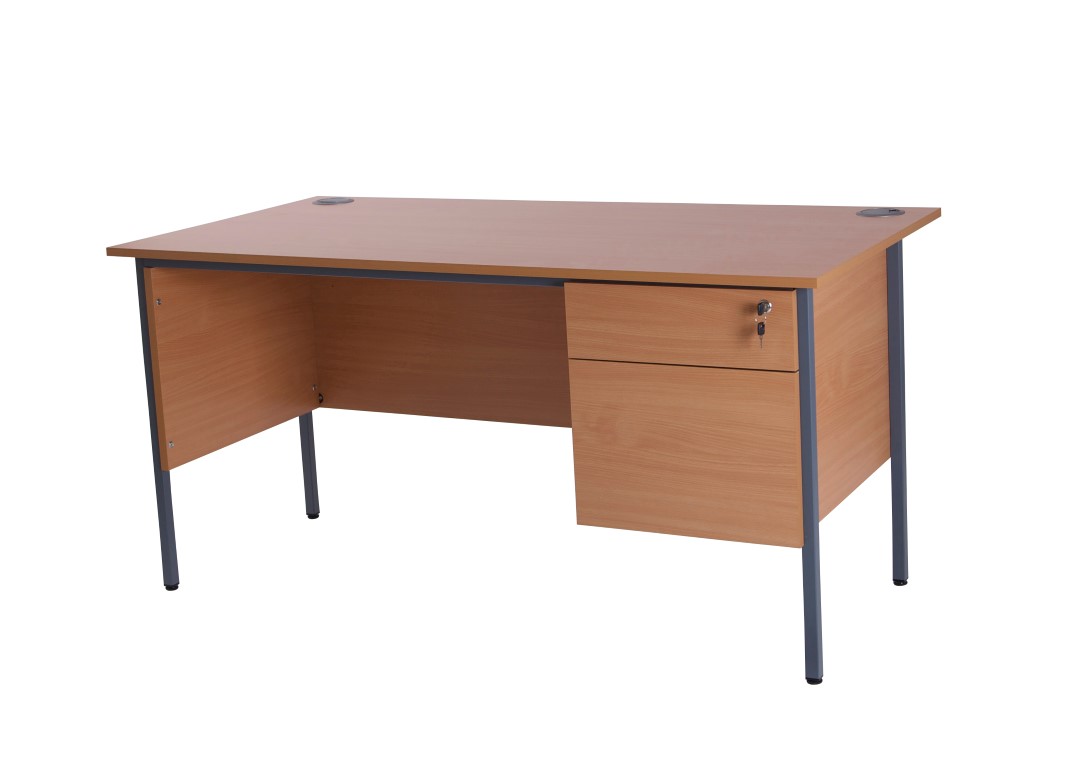 Retro 1200 Single two drawer pedestal desk Warm Beech