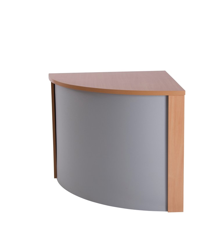 Bonjour 800 curved corner counter Warm Beech shown with hood (sold separately) 