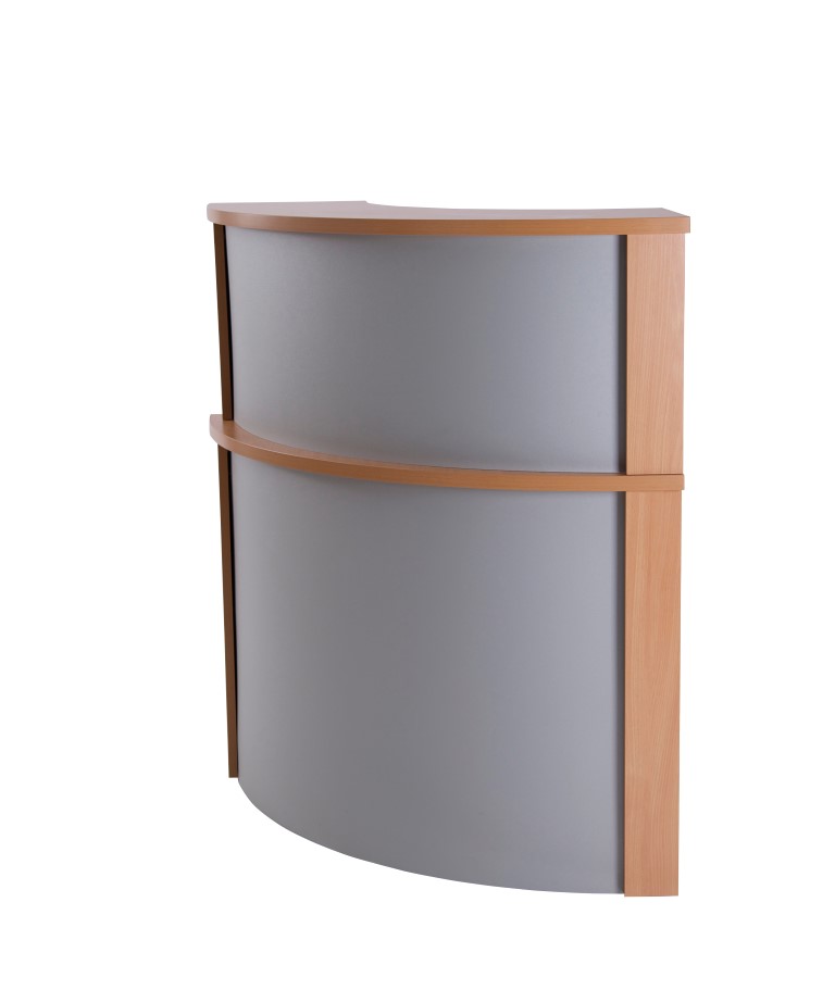 Bonjour 800 curved corner hood Warm Beech shown with counter (sold separately) 