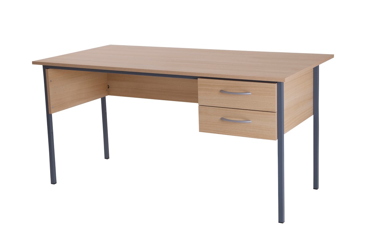Basix 1200 Admiralty desk with 2 standard drawers Blonde Oak