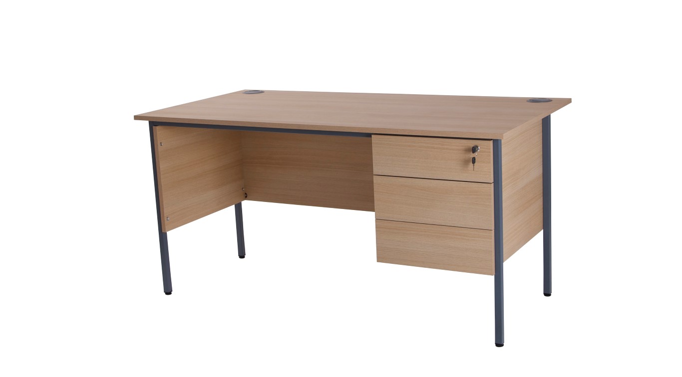 Retro 1200 Single three drawer pedestal desk Blonde Oak