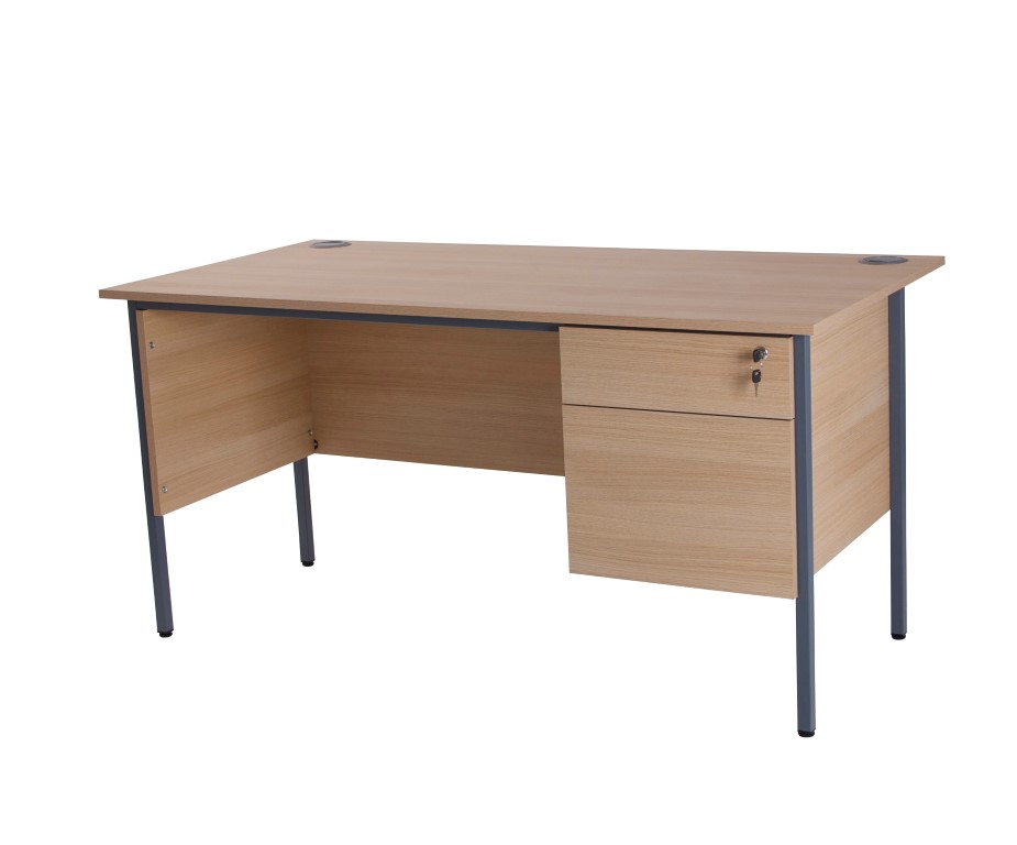 Retro 1200 Single two drawer pedestal desk Blonde Oak