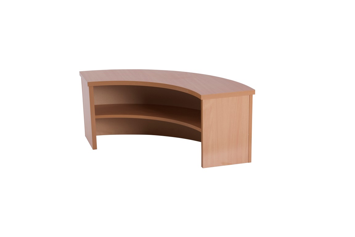 Bonjour 800 curved corner hood Blonde Oak shown with counter (sold separately) 