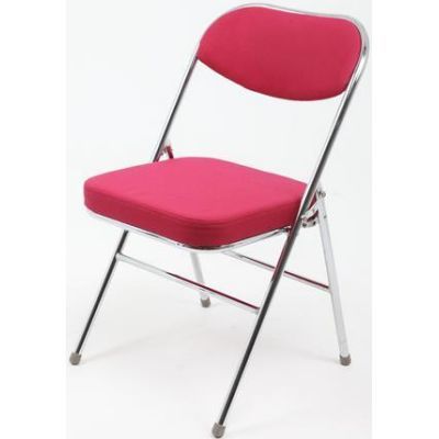 Folding Chair - red  fabric and silver frame
