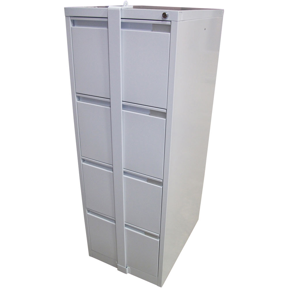 Grey 4 drawer filing cabinet lockable with locking bar 