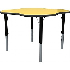 Height Adjustable Clover Classroom Table Red 1200 dia
