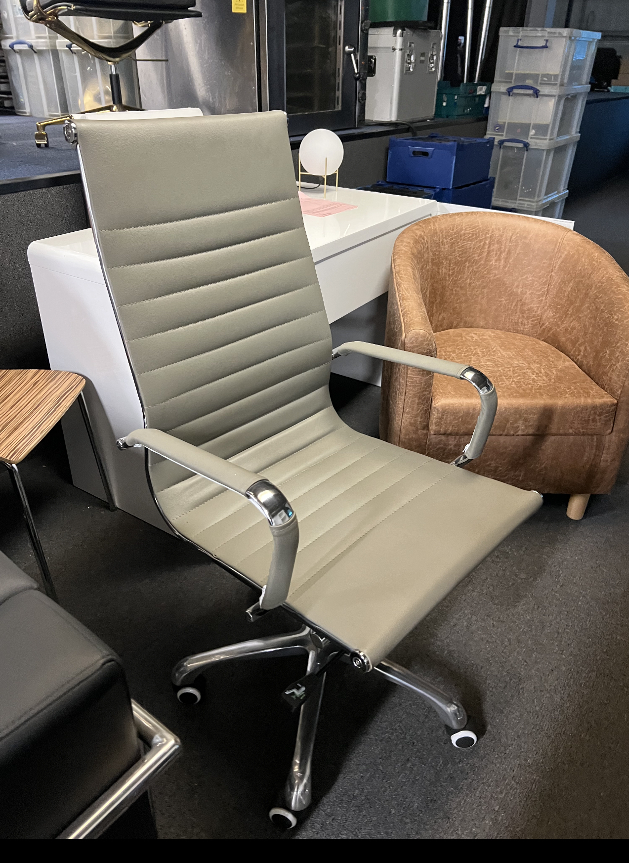 Home Office Designer Epsom  ribbed office chair Grey High Back