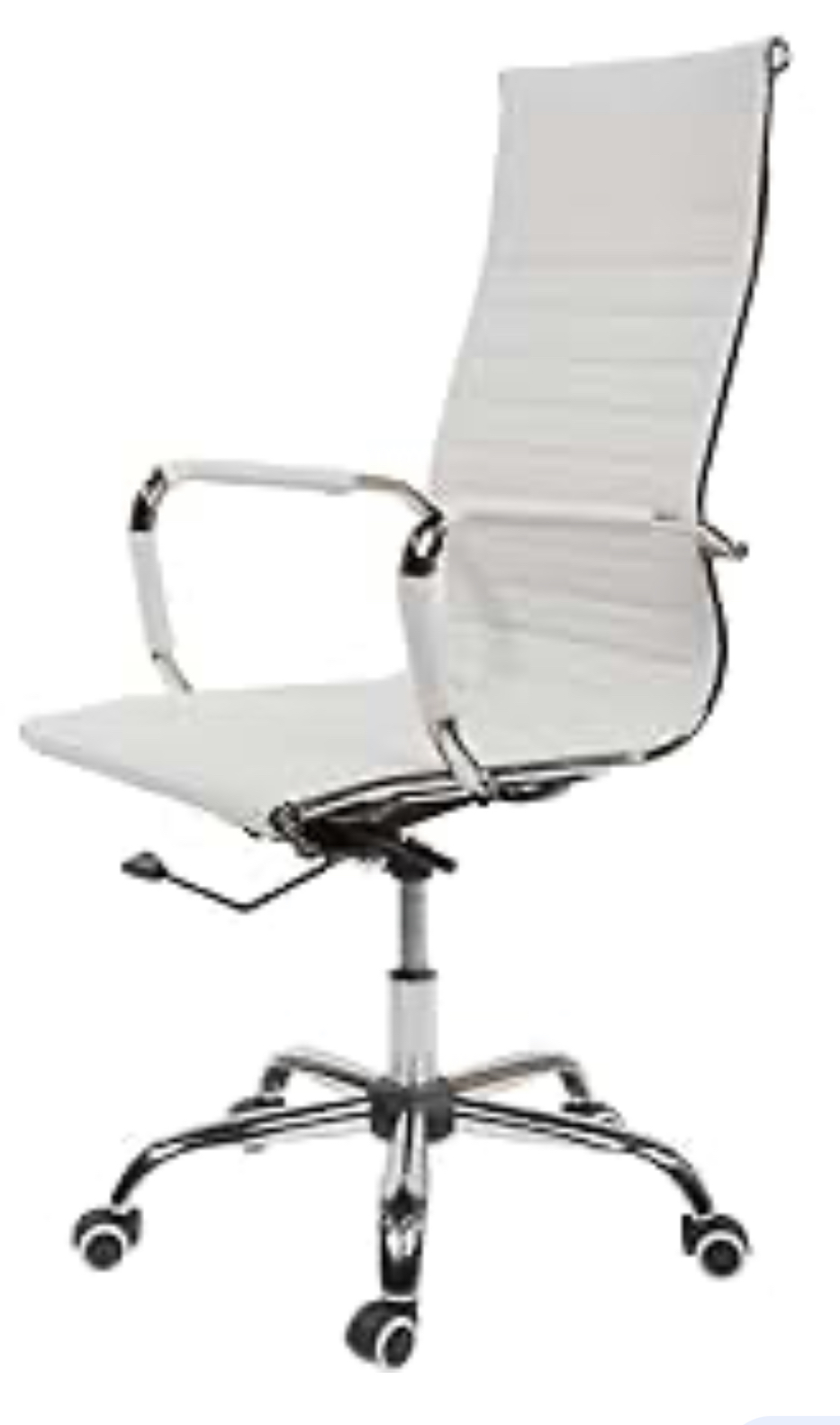 Home Office Designer Epsom  ribbed office chair White High Back Gokd arms and base 