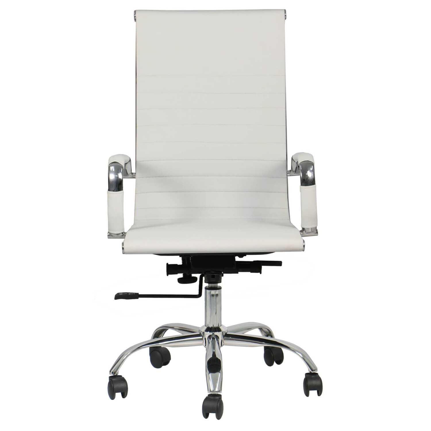 Home Office Designer Epsom  ribbed office chair White High Back Gokd arms and base 