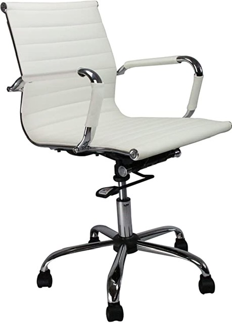 Home Office Designer Epsom luxury low  back ribbed office chair White