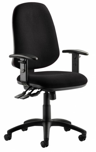 Home Office Operators Chair with 2 levers in black fabric  with adjustable arms 