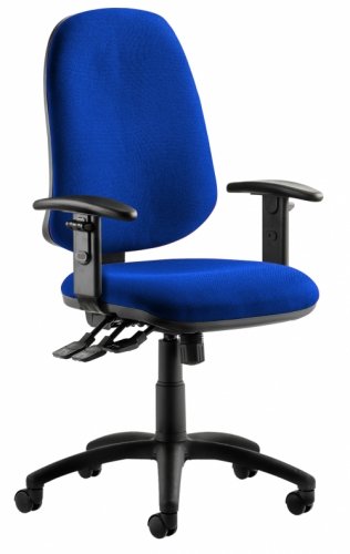 Home Office Operators Chair with 2 levers in blue fabric  with adjustable arms 