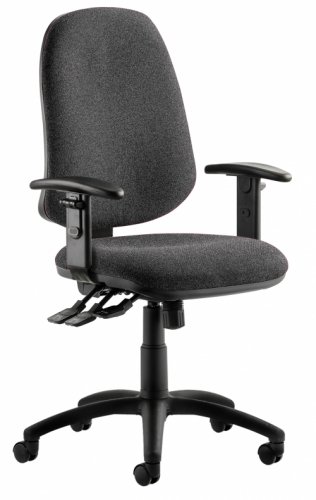 Home Office Operators Chair with 2 levers in charcoal fabric  with adjustable arms 