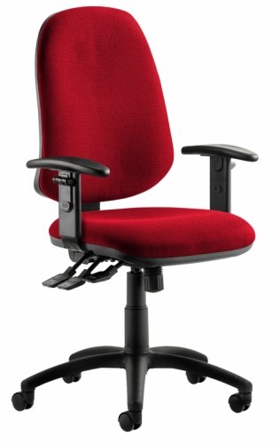 Home Office Operators Chair with 2 levers in red wine fabric  with adjustable arms 