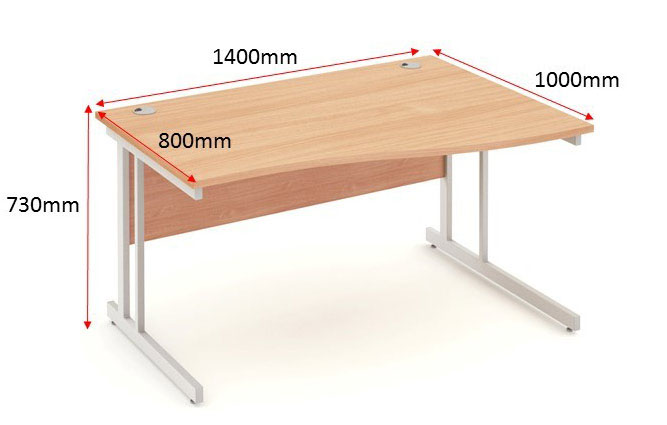 Impulse Cantilever 1400 Right Hand Wave Desk Beech