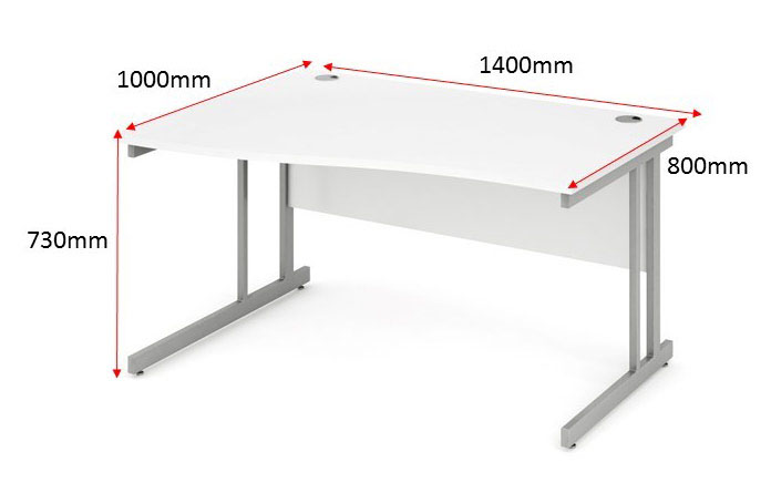 Impulse Cantilever 1400 Left Hand Wave Desk White
