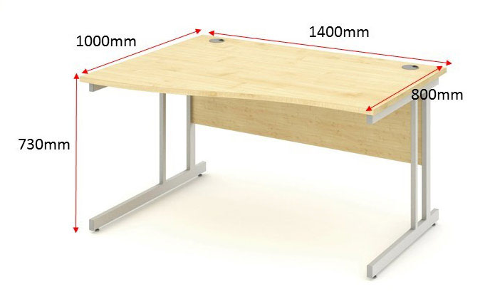 Impulse Cantilever 1400 Left Hand Wave Desk Maple