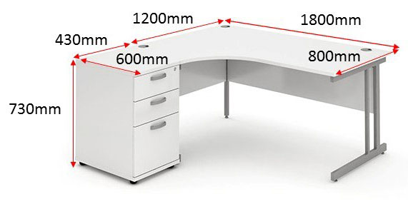 Impulse 1800 Left Hand Cantilever Workstation 600 Pedestal Bundle White