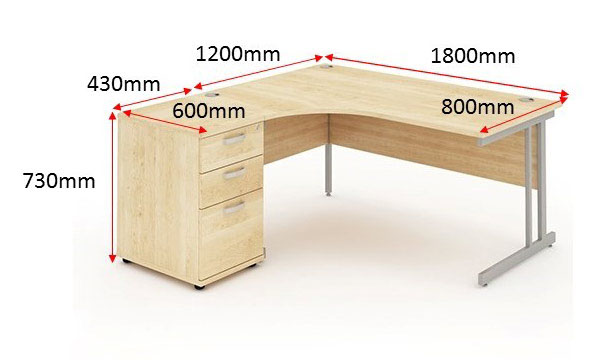 Impulse 1800 Left Hand Cantilever Workstation 600 Pedestal Bundle Maple