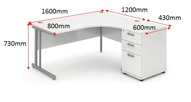 Impulse 1600 Right Hand Cantilever Workstation 600 Pedestal Bundle White