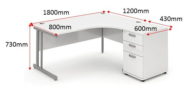 Impulse 1800 Right Hand Cantilever Workstation 600 Pedestal Bundle White