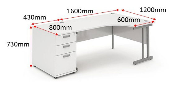 Impulse 1600 Right Hand Cantilever Workstation 800 Pedestal Bundle White