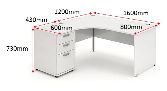 Impulse 1600 Left Hand Panel End Workstation 600 Pedestal Bundle White