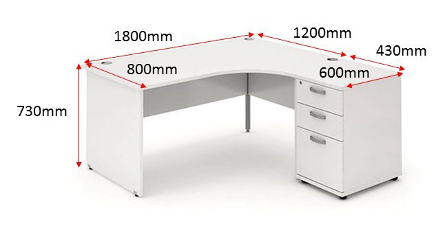 Impulse 1800 Right Hand Panel End Workstation 600 Pedestal Bundle White