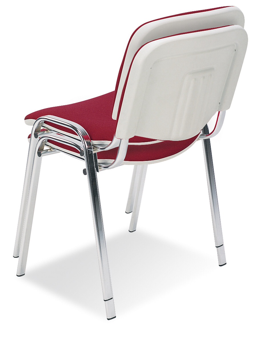 Iso Bianco white shell chrome frame stacking chair express ex stock