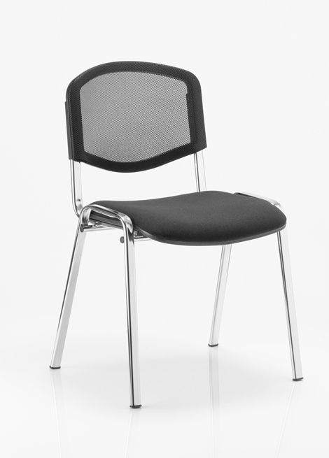 Iso CLUB mesh Stacking Chrome Conference and Training Chair Black fabric