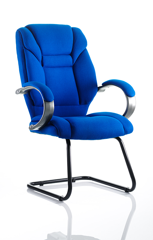 Galloway Visitor Cantilever Chair Blue Fabric With Arms