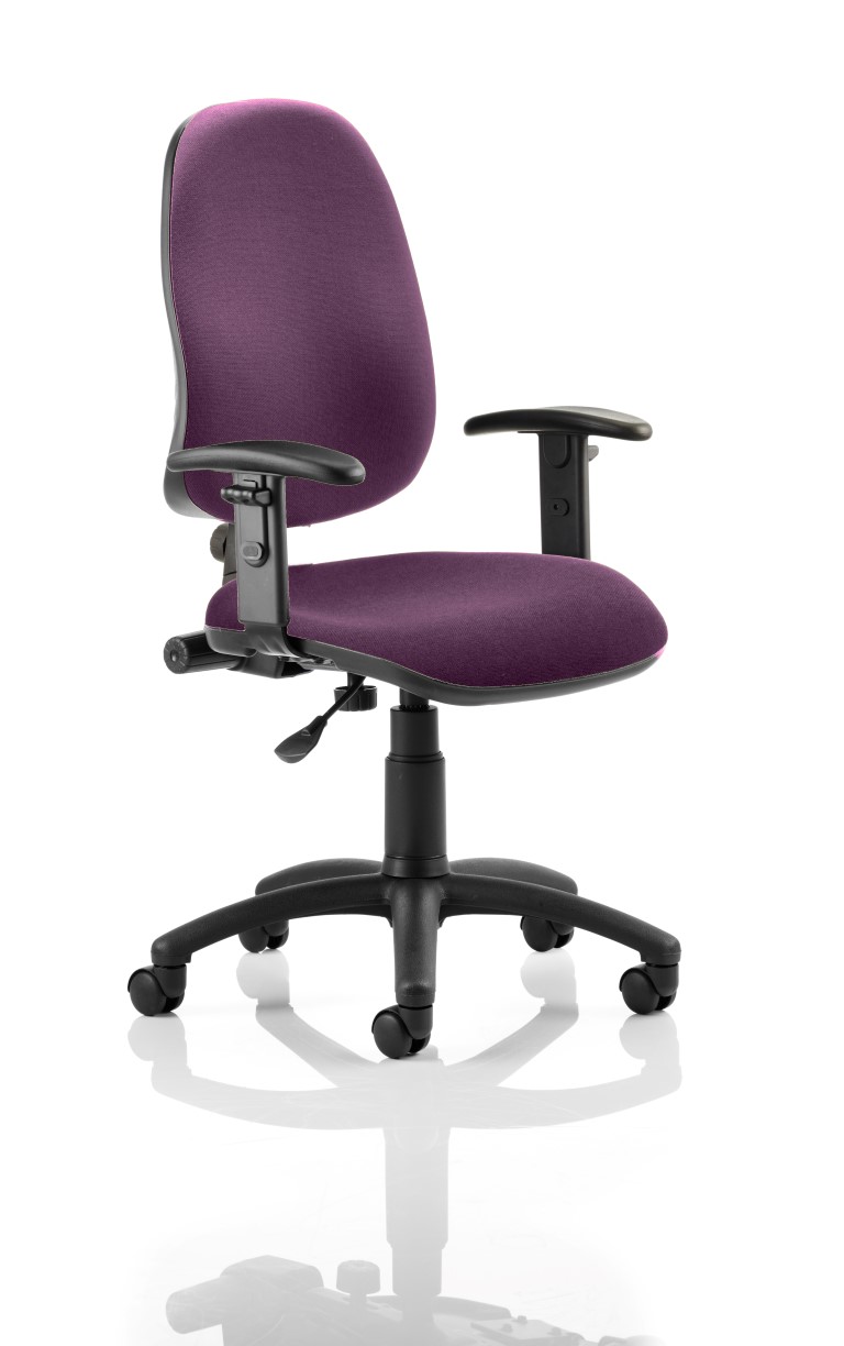 Eclipse I Lever Task Operator Chair Bespoke With Height Adjustable Arms In Purple