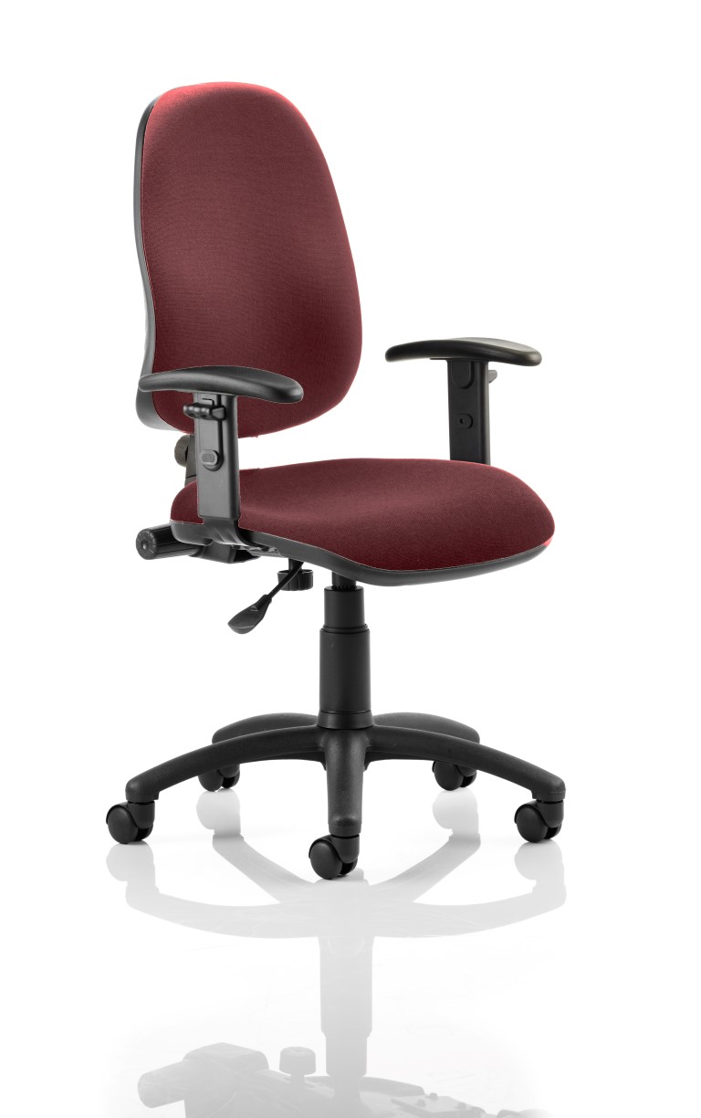 Eclipse I Lever Task Operator Chair Bespoke With Height Adjustable Arms In Chilli
