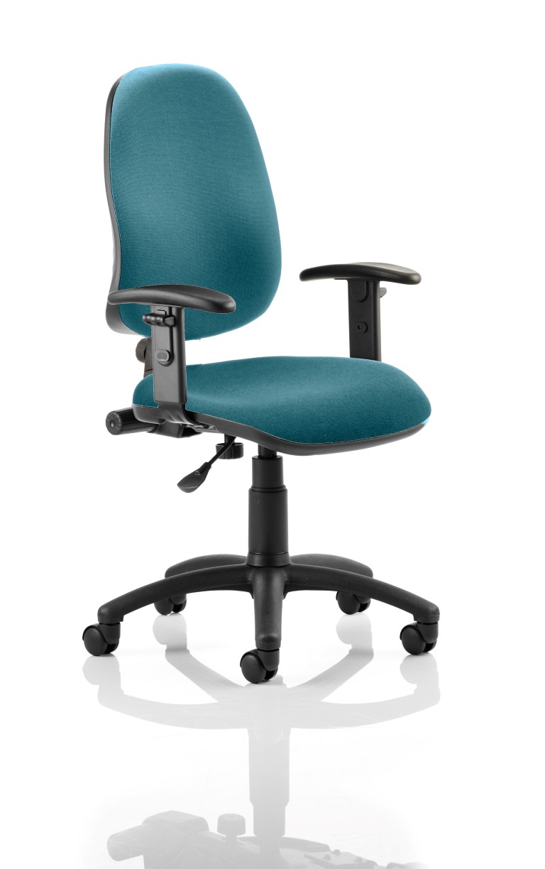 Eclipse I Lever Task Operator Chair Bespoke With Height Adjustable Arms In Kingfisher