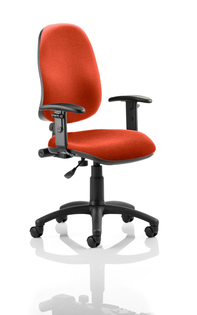 Eclipse I Lever Task Operator Chair Bespoke With Height Adjustable Arms In Pimento