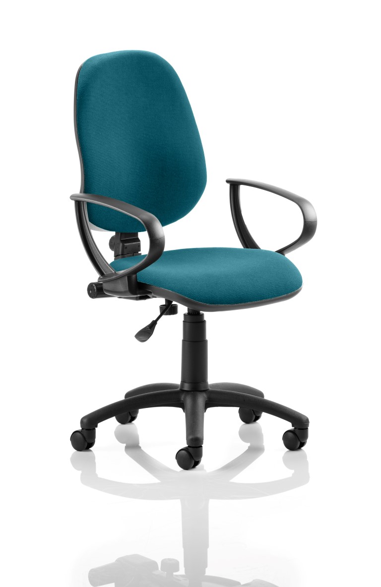 Eclipse I Lever Task Operator Chair Bespoke With Loop Arms In Kingfisher