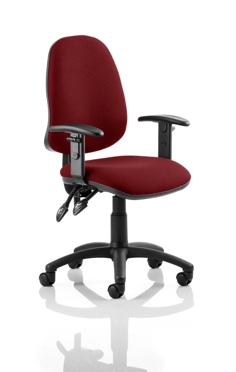 Eclipse II Lever Task Operator Chair Bespoke With Height Adjustable Arms In Chilli