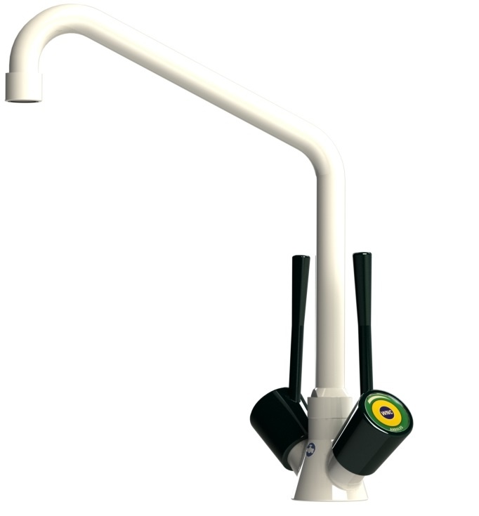 Laboratory swivel swan neck single mixer with wrist action levers hot /cold water tap school / commercial 