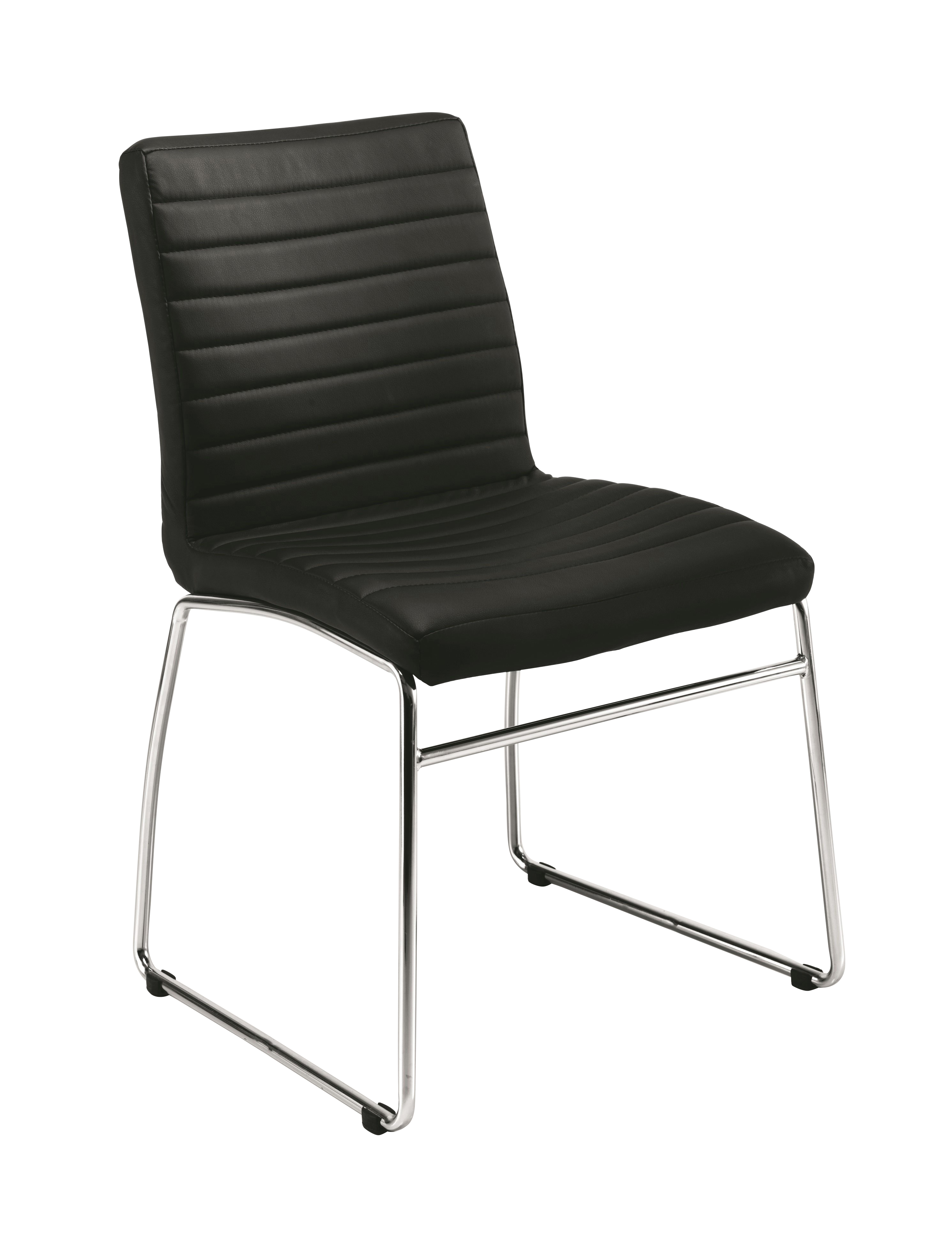 Lazio Black faux  leather skidframe sled chrome meeting chair