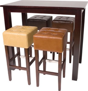 Leather and wooden pub stools