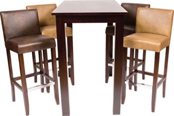 Leather pub stool and wooden table set