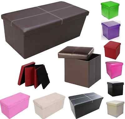 Leather style Ottoman storage box and low stools rectangular bright colour 